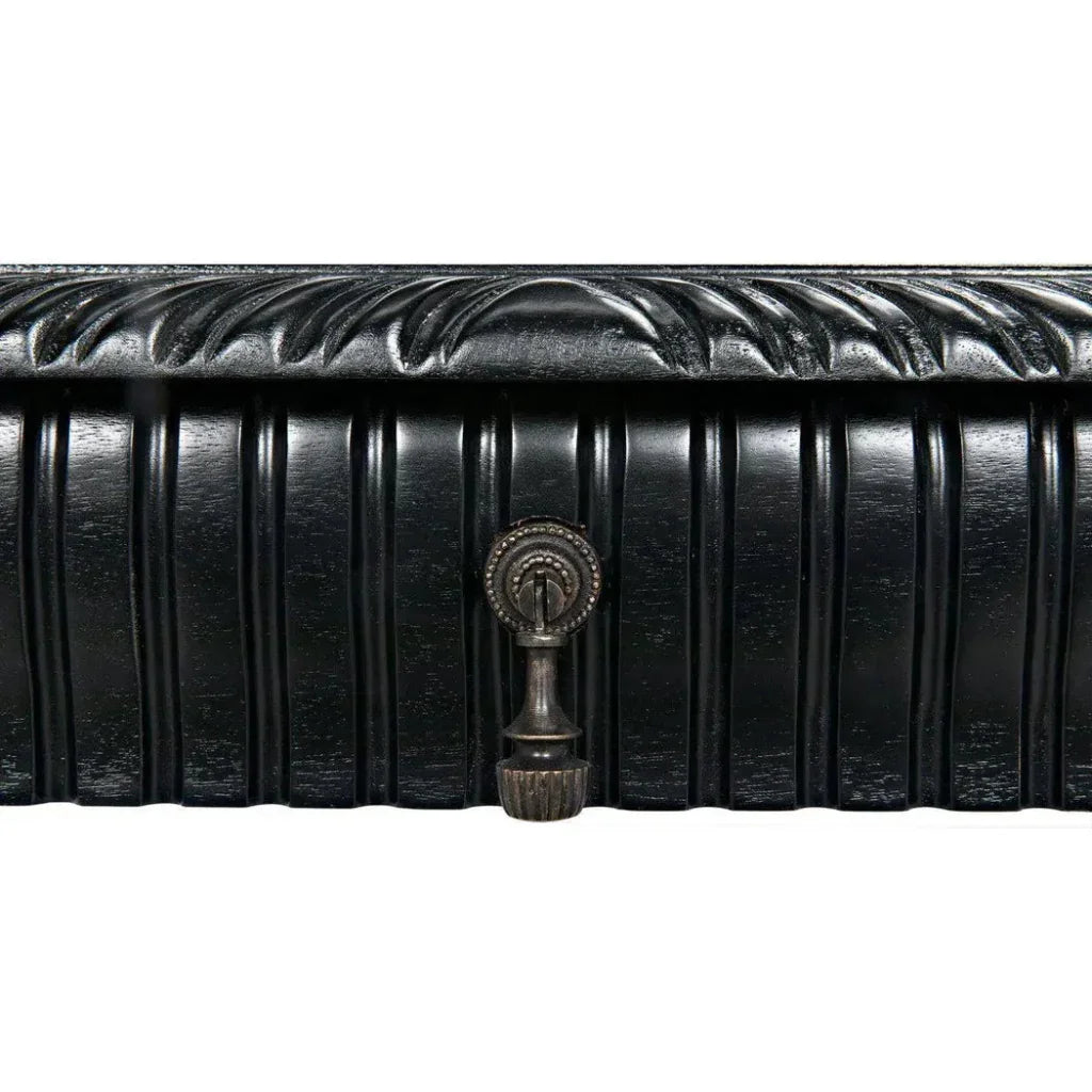 Portuguese Carved Wooden Desk-Home Office Desks-Noir-LOOMLAN