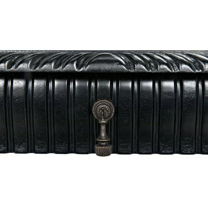 Portuguese Carved Wooden Desk-Home Office Desks-Noir-LOOMLAN