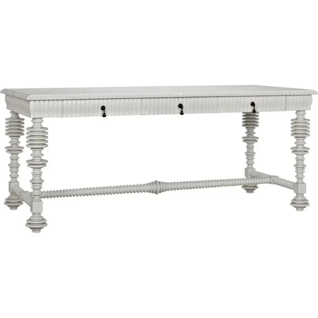 Portuguese Carved Wooden Desk-Home Office Desks-Noir-LOOMLAN