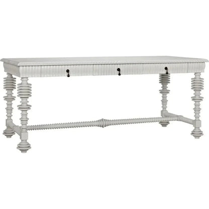 Portuguese Carved Wooden Desk-Home Office Desks-Noir-LOOMLAN