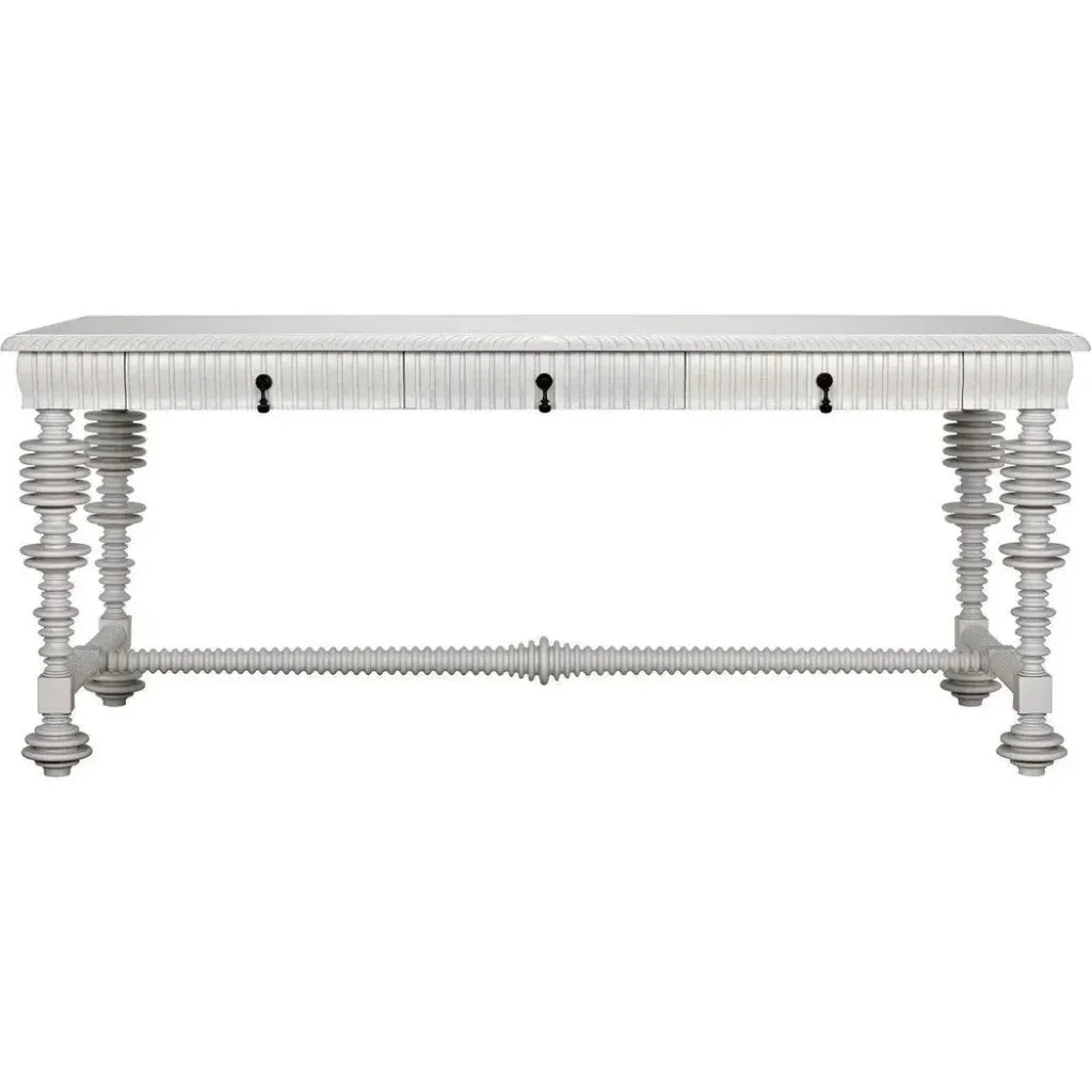 Portuguese Carved Wooden Desk-Home Office Desks-Noir-White-LOOMLAN