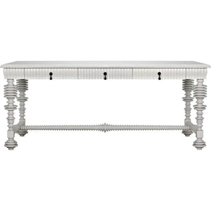 Portuguese Carved Wooden Desk-Home Office Desks-Noir-White-LOOMLAN