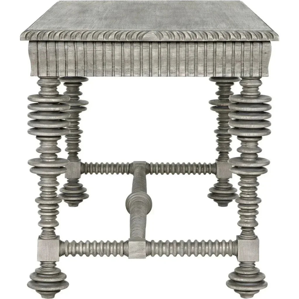 Portuguese Desk, Small Two Drawer Writing Table-Home Office Desks-Noir-LOOMLAN