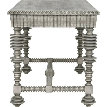 Portuguese Desk, Small Two Drawer Writing Table-Home Office Desks-Noir-LOOMLAN