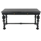 Portuguese Desk, Small Two Drawer Writing Table-Home Office Desks-Noir-Black-LOOMLAN