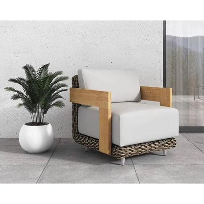 Potenza Armchair Palazzo Cream Stain Resistant Teak-Outdoor Lounge Chairs-SUNPAN-LOOMLAN