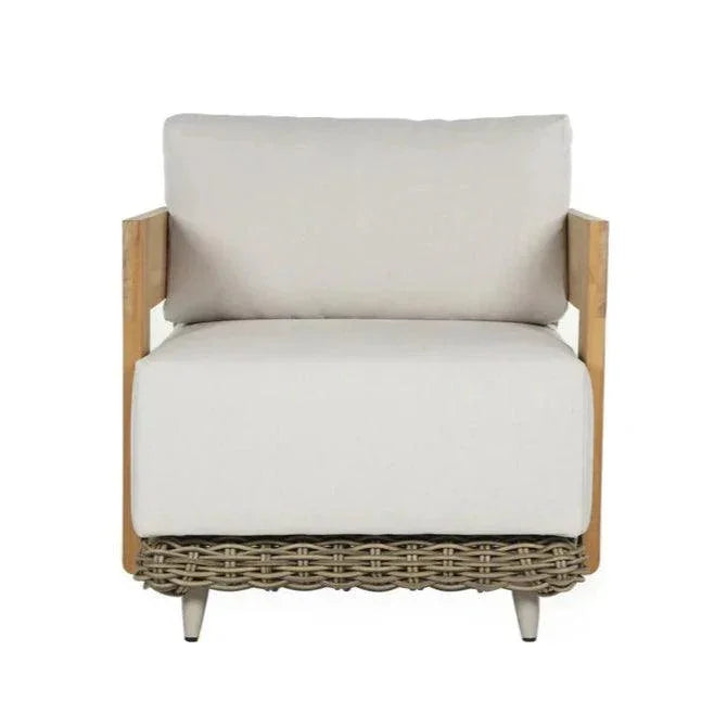 Potenza Armchair Palazzo Cream Stain Resistant Teak-Outdoor Lounge Chairs-SUNPAN-LOOMLAN