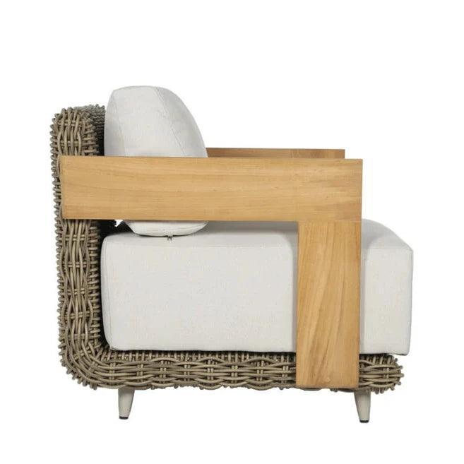 Potenza Armchair Palazzo Cream Stain Resistant Teak-Outdoor Lounge Chairs-SUNPAN-LOOMLAN