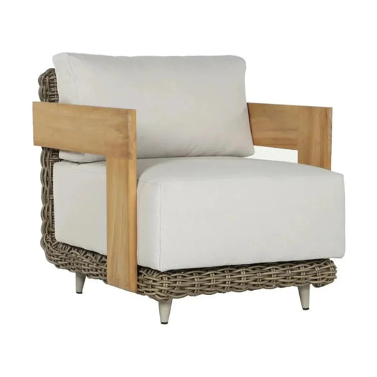 Potenza Armchair Palazzo Cream Stain Resistant Teak-Outdoor Lounge Chairs-SUNPAN-LOOMLAN