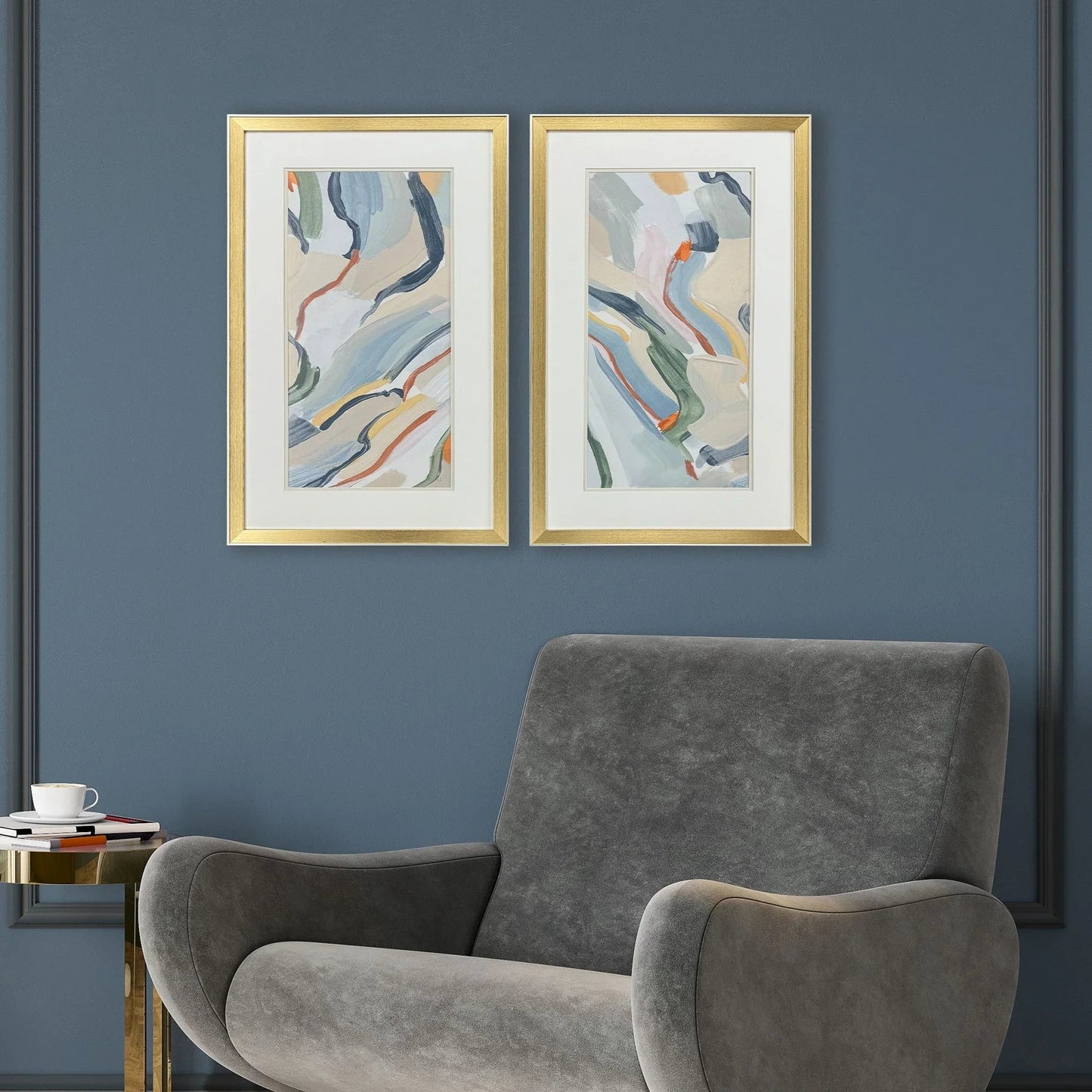 Pour Monsieur Blue Framed Wall Art 2PC