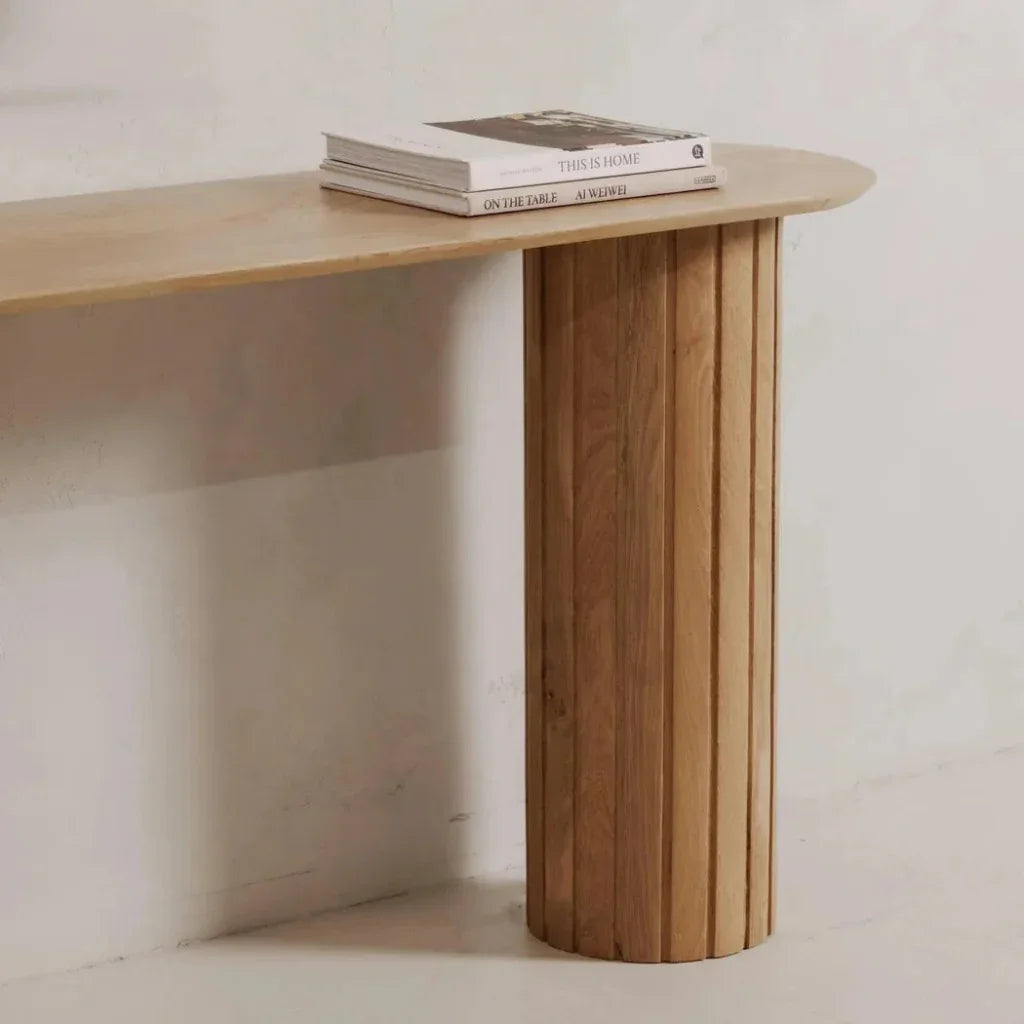 Povera Wood Oval Console Table - LOOMLAN - Moe's Home - Console Tables