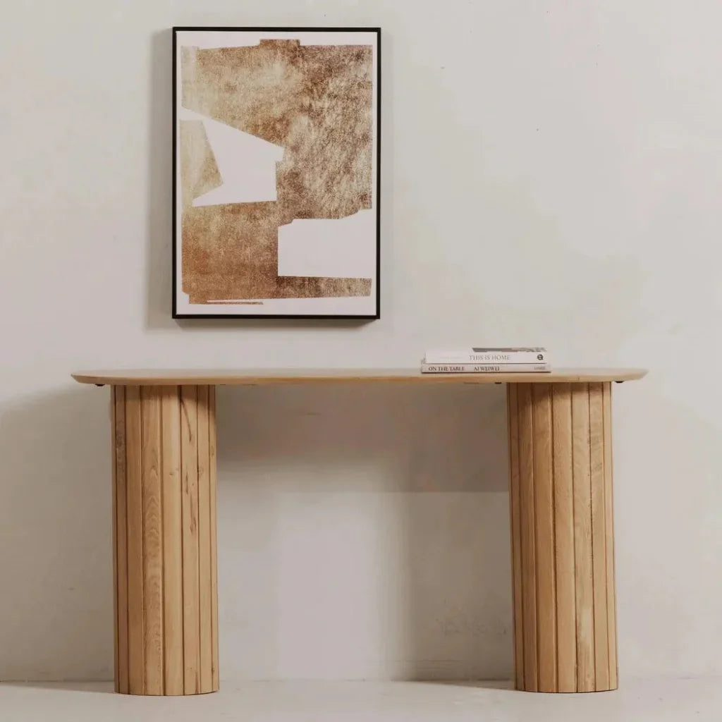 Povera Wood Oval Console Table - LOOMLAN - Moe's Home - Console Tables
