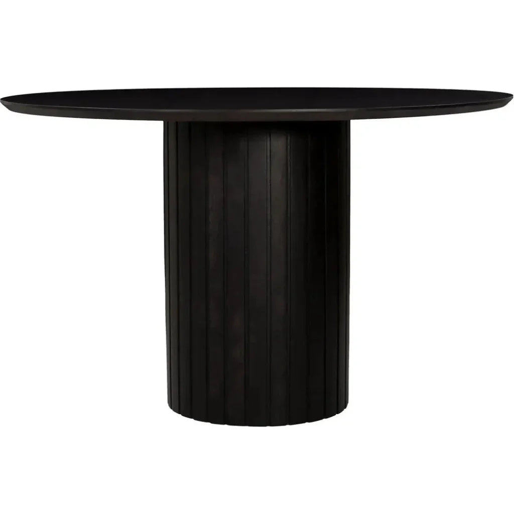 Povera Wood Round Dining Table-Dining Tables-Moe's Home-Black-LOOMLAN