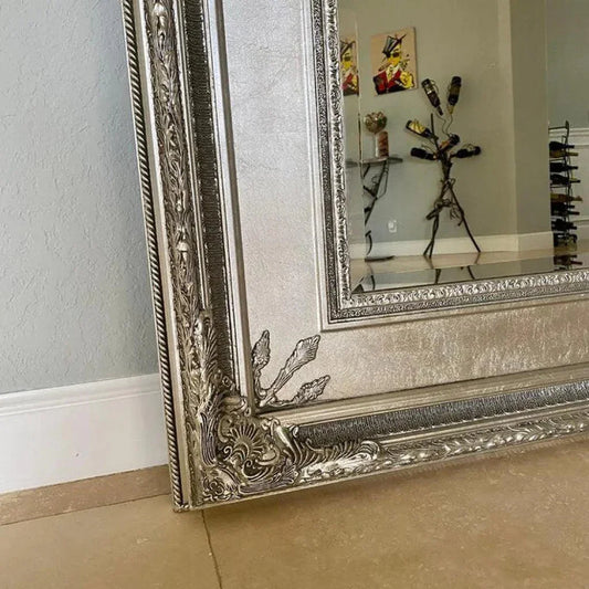 Prazzo Leaner 91" Rectangle Antique Silver Floor Mirror-Floor Mirrors-Bassett Mirror-LOOMLAN