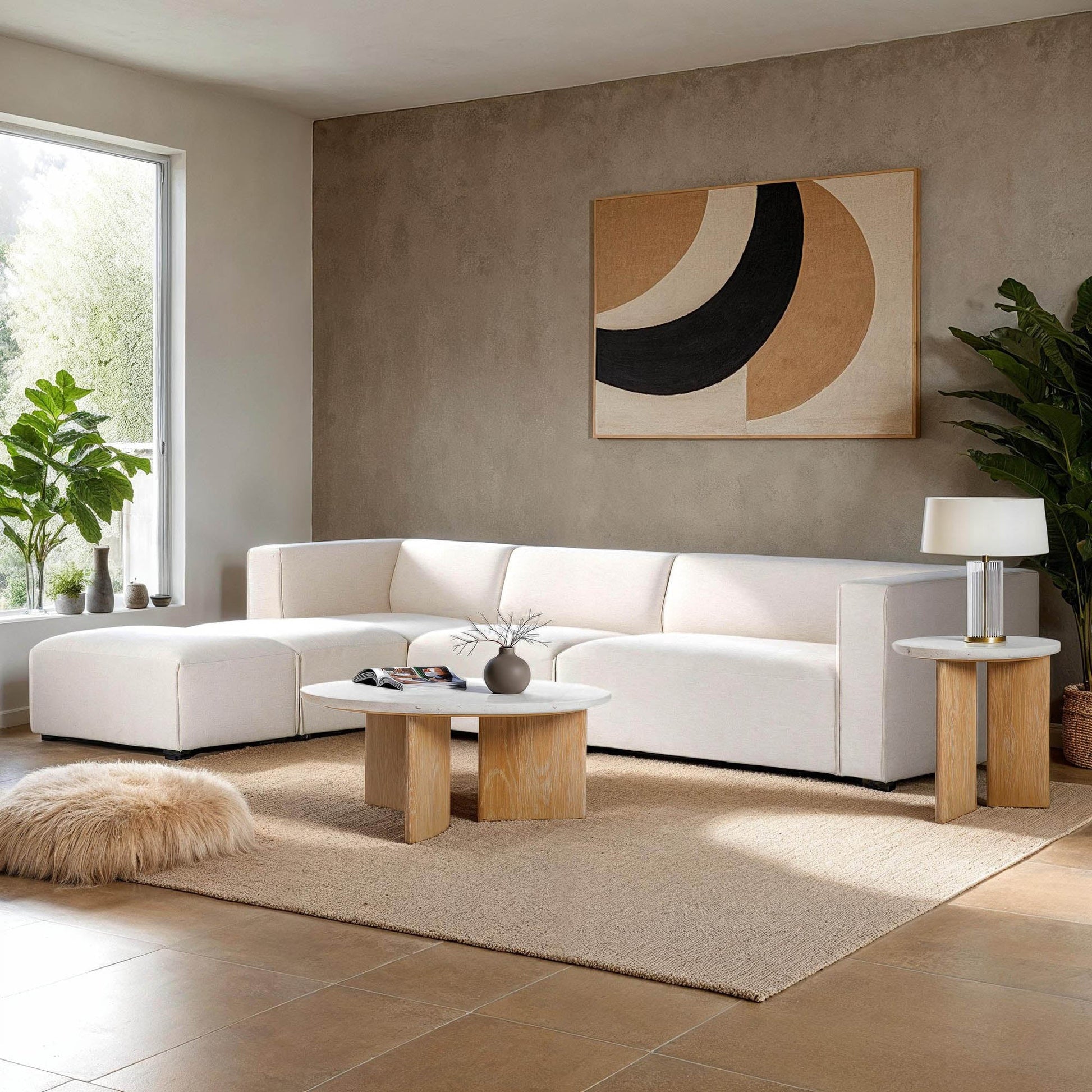 Premium White Modular Sectional with Ottoman-Modular Sofas-LH Imports-LOOMLAN