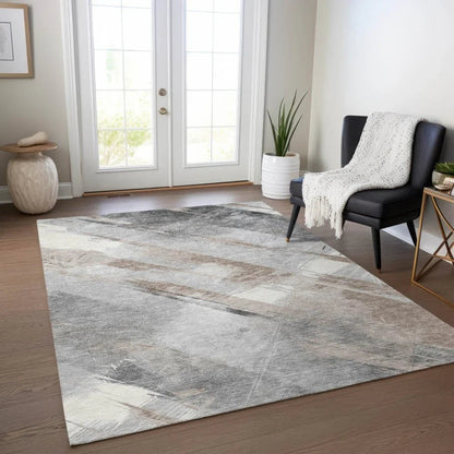 Prestavia Brown Washable Indoor - Outdoor Rug - LOOMLAN - LOOMLAN Rugs - Outdoor Rugs