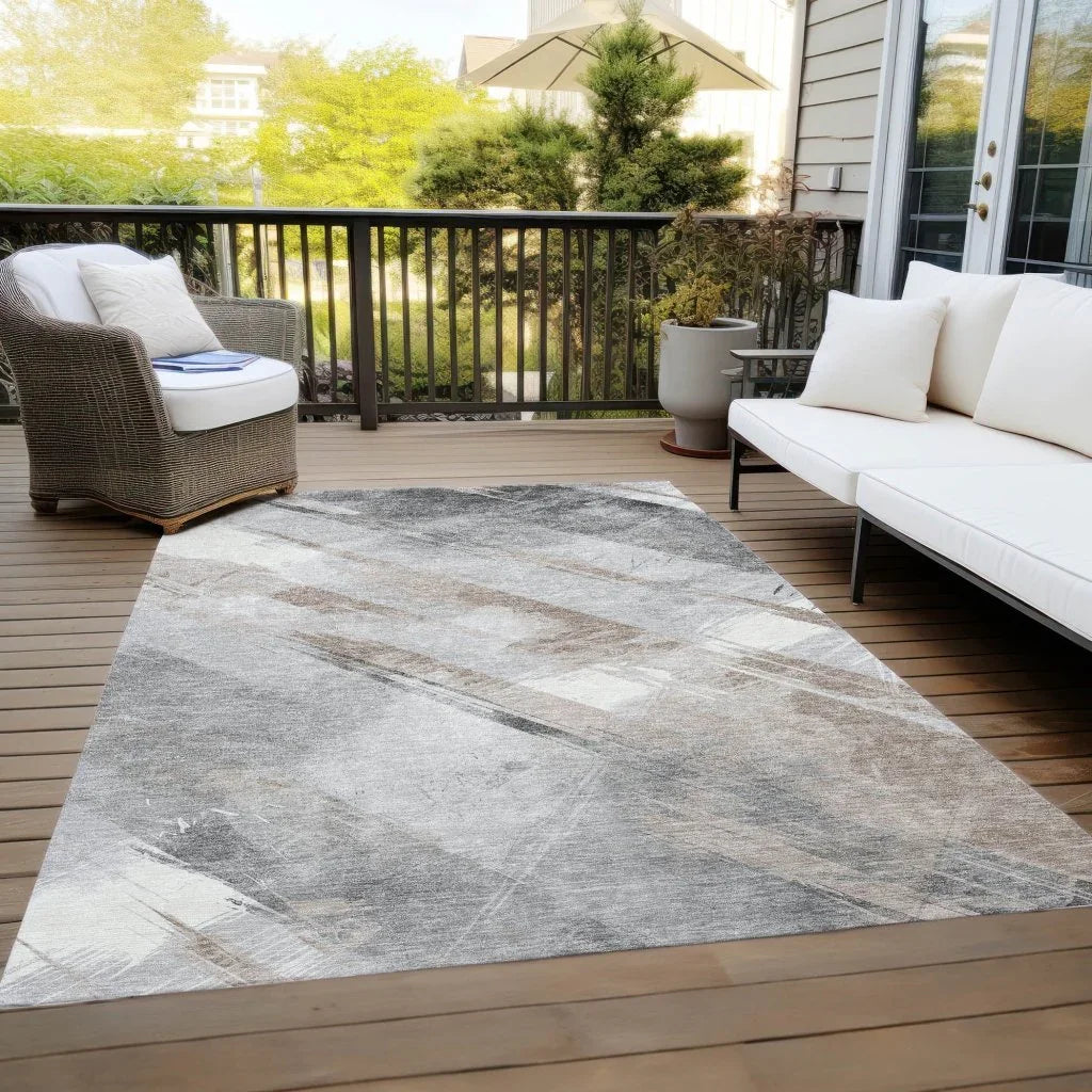Prestavia Brown Washable Indoor - Outdoor Rug - LOOMLAN - LOOMLAN Rugs - Outdoor Rugs