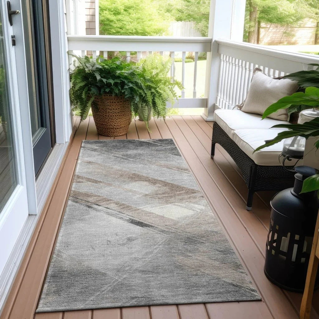 Prestavia Brown Washable Indoor - Outdoor Rug - LOOMLAN - LOOMLAN Rugs - Outdoor Rugs