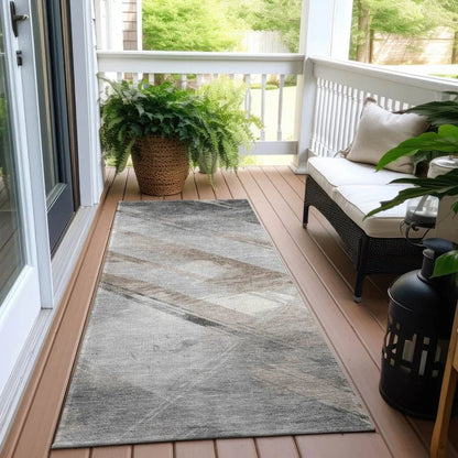 Prestavia Brown Washable Indoor - Outdoor Rug - LOOMLAN - LOOMLAN Rugs - Outdoor Rugs