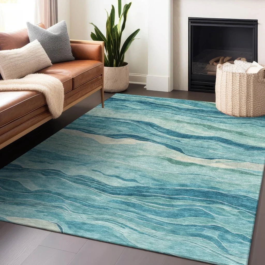 Prestina Teal Washable Indoor - Outdoor Rug - LOOMLAN - LOOMLAN Rugs - Outdoor Rugs