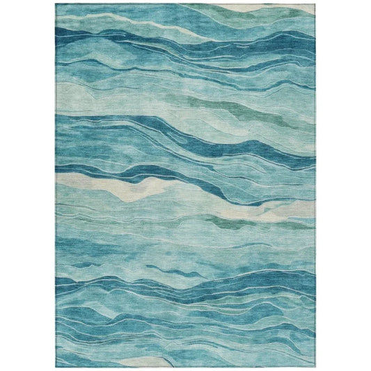 Prestina Teal Washable Indoor - Outdoor Rug - LOOMLAN - LOOMLAN Rugs - Outdoor Rugs