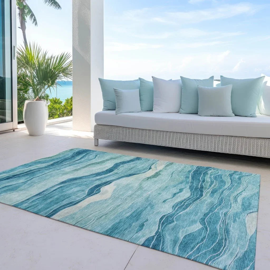 Prestina Teal Washable Indoor - Outdoor Rug - LOOMLAN - LOOMLAN Rugs - Outdoor Rugs