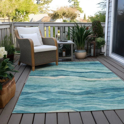 Prestina Teal Washable Indoor - Outdoor Rug - LOOMLAN - LOOMLAN Rugs - Outdoor Rugs