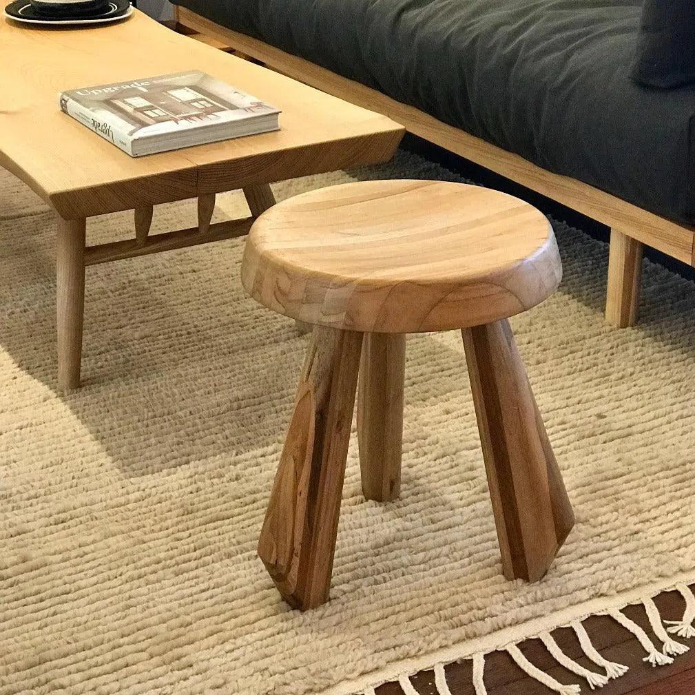 Priam Teak Wood Stool - LOOMLAN - Noir - Poufs and Stools