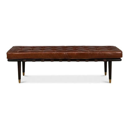 Prince Albert Bench Natural Leather - LOOMLAN - Sarreid - Bedroom Benches