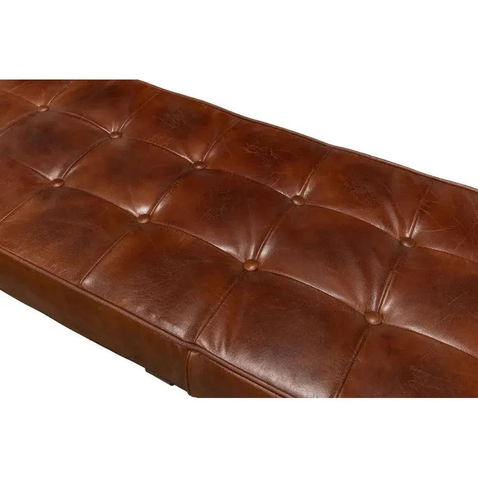 Prince Albert Bench Natural Leather - LOOMLAN - Sarreid - Bedroom Benches