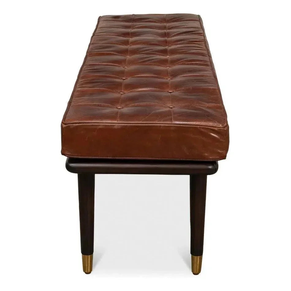 Prince Albert Bench Natural Leather - LOOMLAN - Sarreid - Bedroom Benches