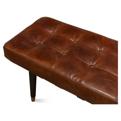 Prince Albert Bench Natural Leather - LOOMLAN - Sarreid - Bedroom Benches