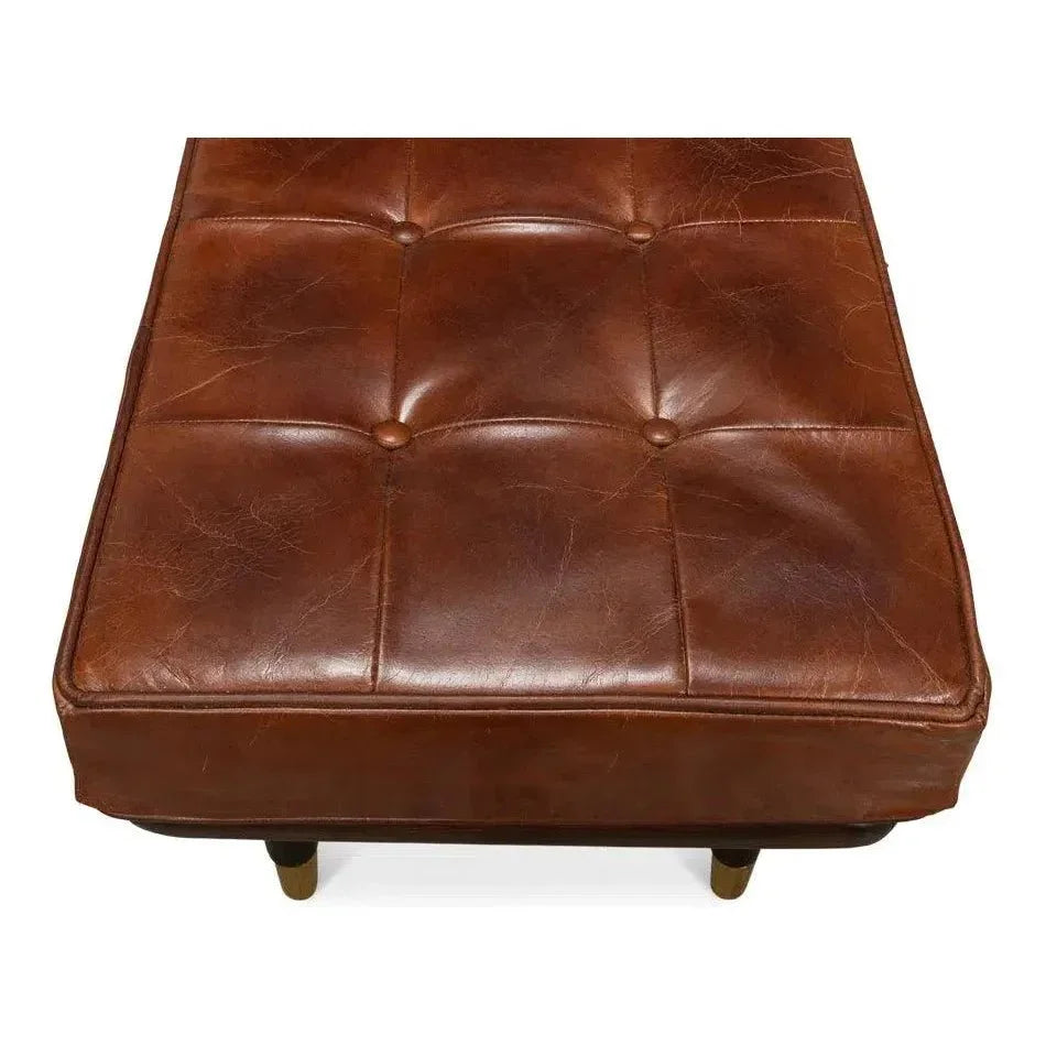 Prince Albert Bench Natural Leather - LOOMLAN - Sarreid - Bedroom Benches