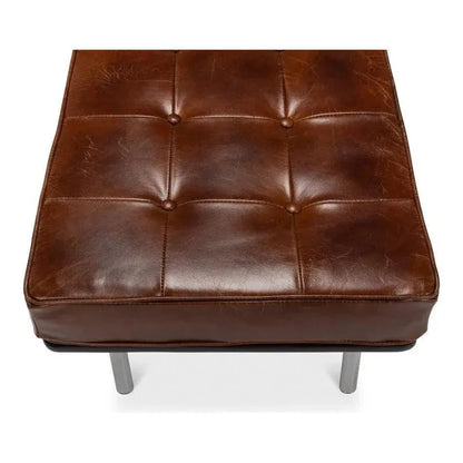 Prince Albert Bench Vintage Havana Leather - LOOMLAN - Sarreid - Bedroom Benches