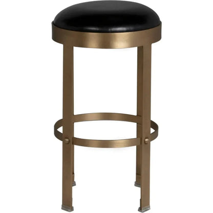 Prince Steel & Leather Counter Stool Brass - LOOMLAN - Noir - Counter Stools