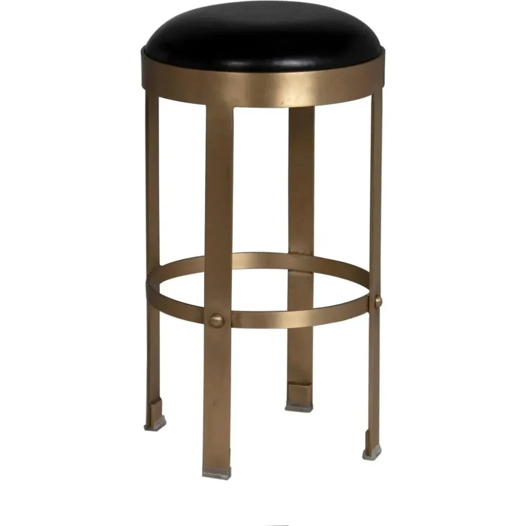 Prince Steel & Leather Counter Stool Brass - LOOMLAN - Noir - Counter Stools