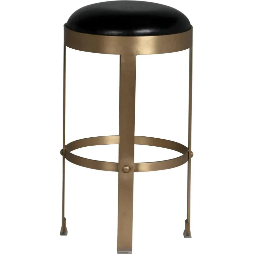Prince Steel & Leather Counter Stool Brass - LOOMLAN - Noir - Counter Stools