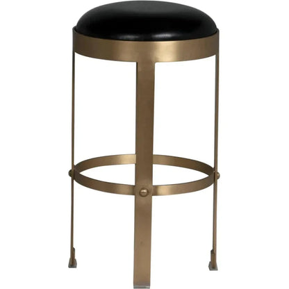 Prince Steel & Leather Counter Stool Brass - LOOMLAN - Noir - Counter Stools