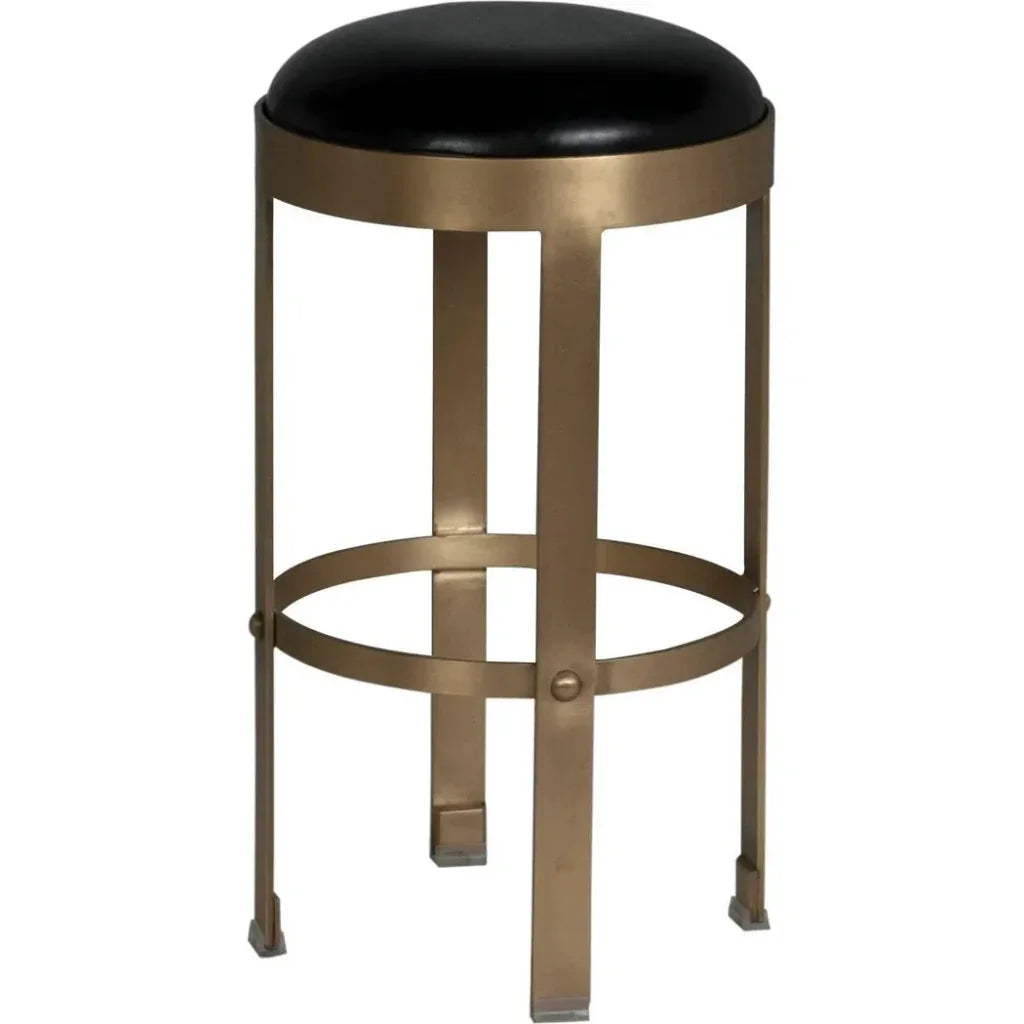 Prince Steel & Leather Counter Stool Brass - LOOMLAN - Noir - Counter Stools