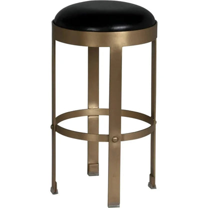 Prince Steel & Leather Counter Stool Brass - LOOMLAN - Noir - Counter Stools