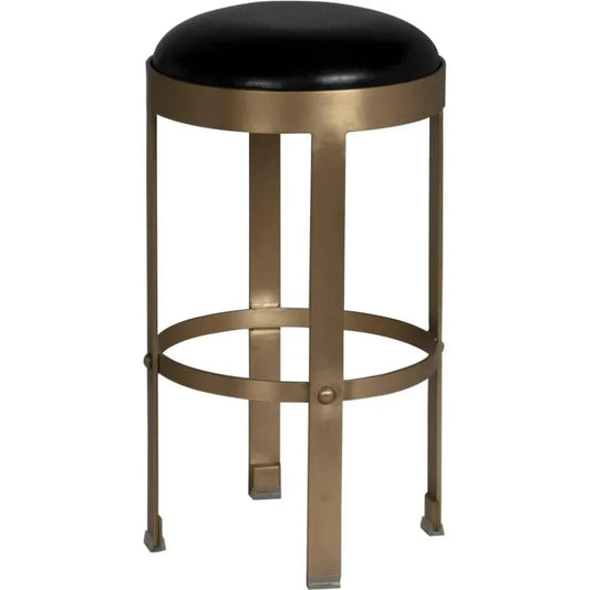 Prince Steel & Leather Counter Stool Brass - LOOMLAN - Noir - Counter Stools