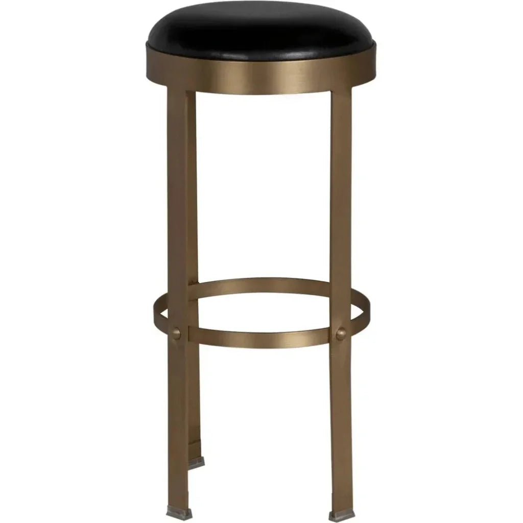 Prince Steel & Leather BarStool with Brass - LOOMLAN - Noir - Bar Stools