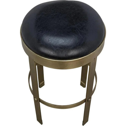 Prince Steel & Leather BarStool with Brass - LOOMLAN - Noir - Bar Stools