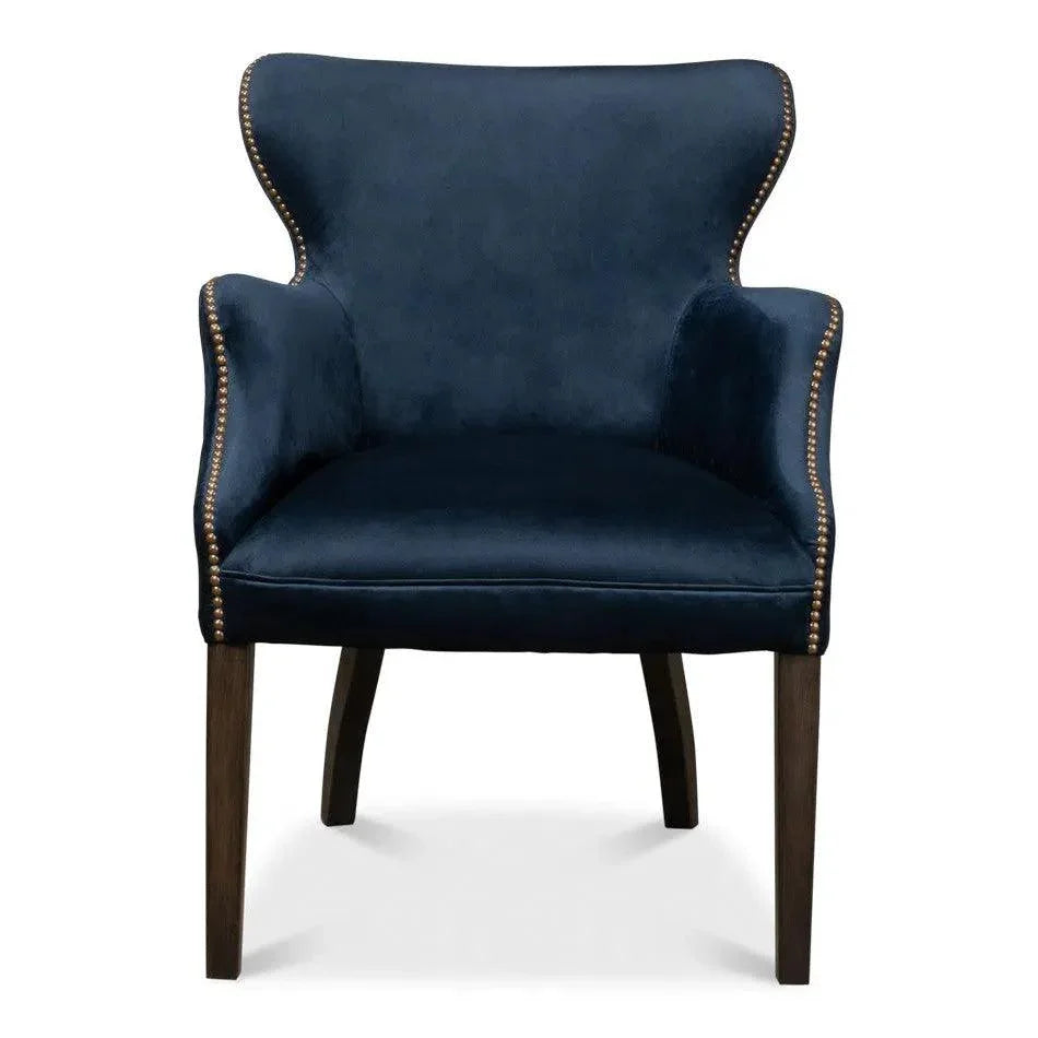 Princess Accent Chair Blue Velvet - LOOMLAN - Sarreid - Accent Chairs