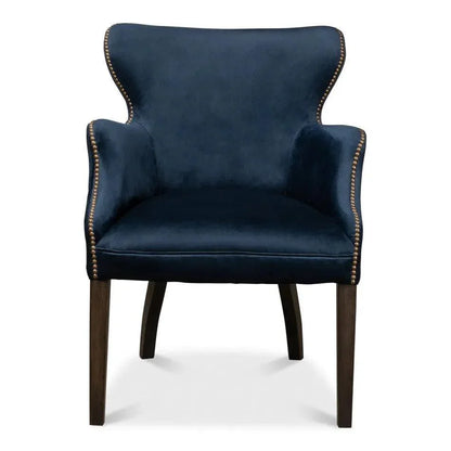 Princess Accent Chair Blue Velvet - LOOMLAN - Sarreid - Accent Chairs