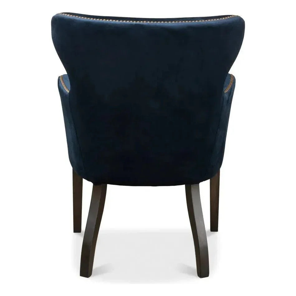 Princess Accent Chair Blue Velvet - LOOMLAN - Sarreid - Accent Chairs