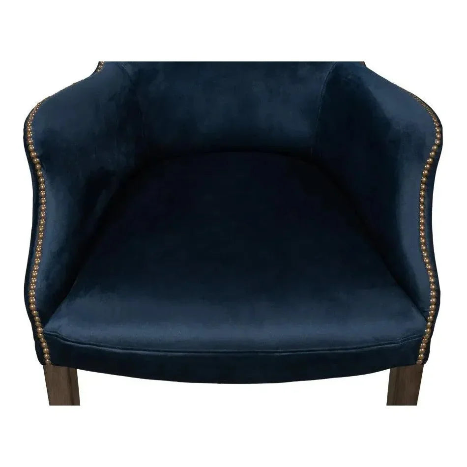 Princess Accent Chair Blue Velvet - LOOMLAN - Sarreid - Accent Chairs
