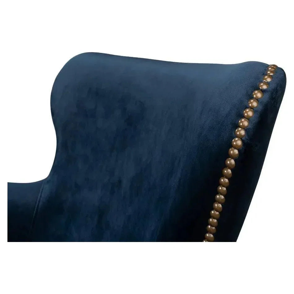 Princess Accent Chair Blue Velvet - LOOMLAN - Sarreid - Accent Chairs