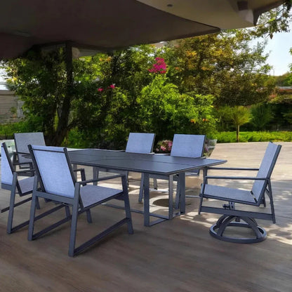 Prism Aluminum Sling Dining Set Table Seats 6-Outdoor Dining Sets-Castelle-LOOMLAN