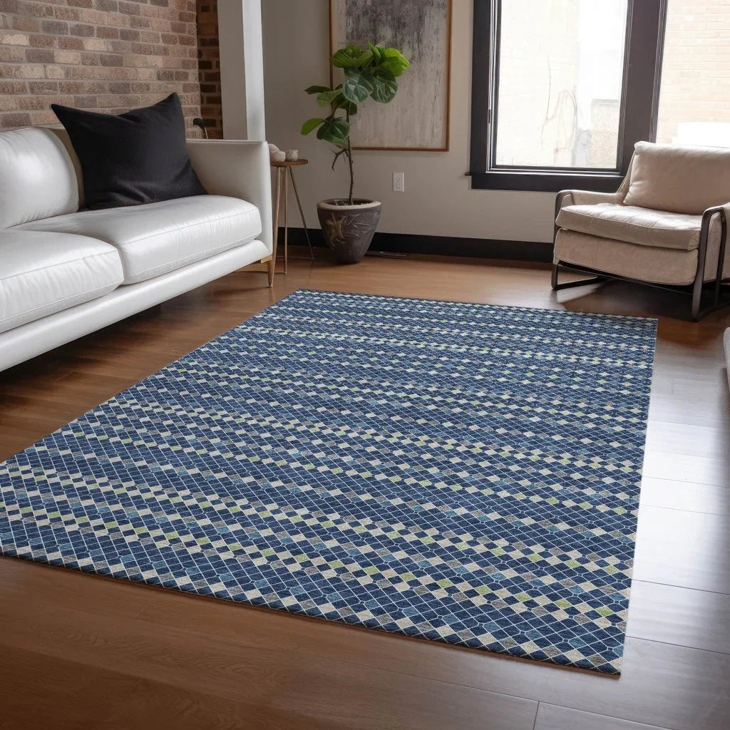 Prismine Blue Washable Indoor - Outdoor Rug - LOOMLAN - LOOMLAN Rugs - Outdoor Rugs